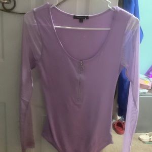 light purple (flesh sleeves) body suit